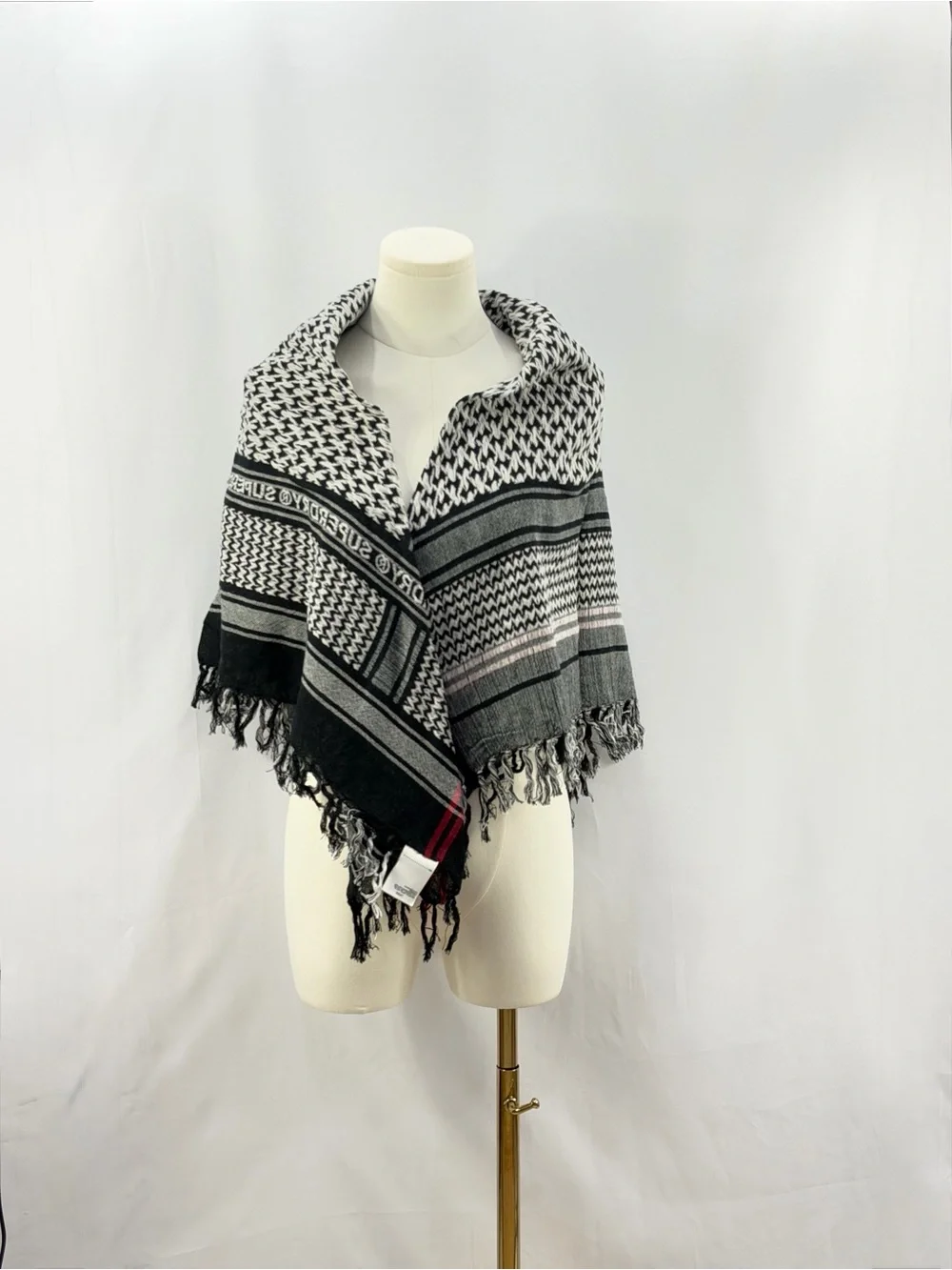 Superdry Black White Keffiyeh Festival Scarf
